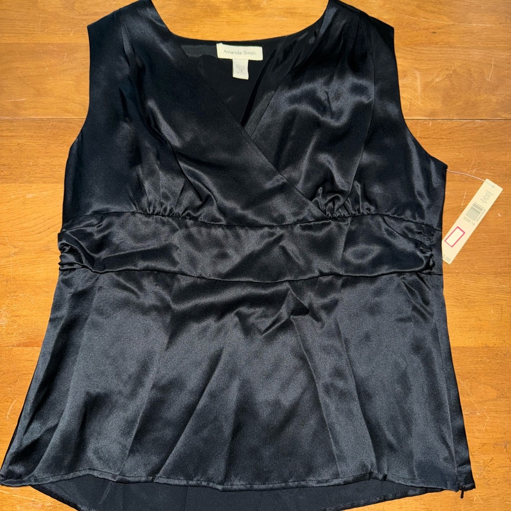 Amanda Smith Black Fitted Ruched Blouse